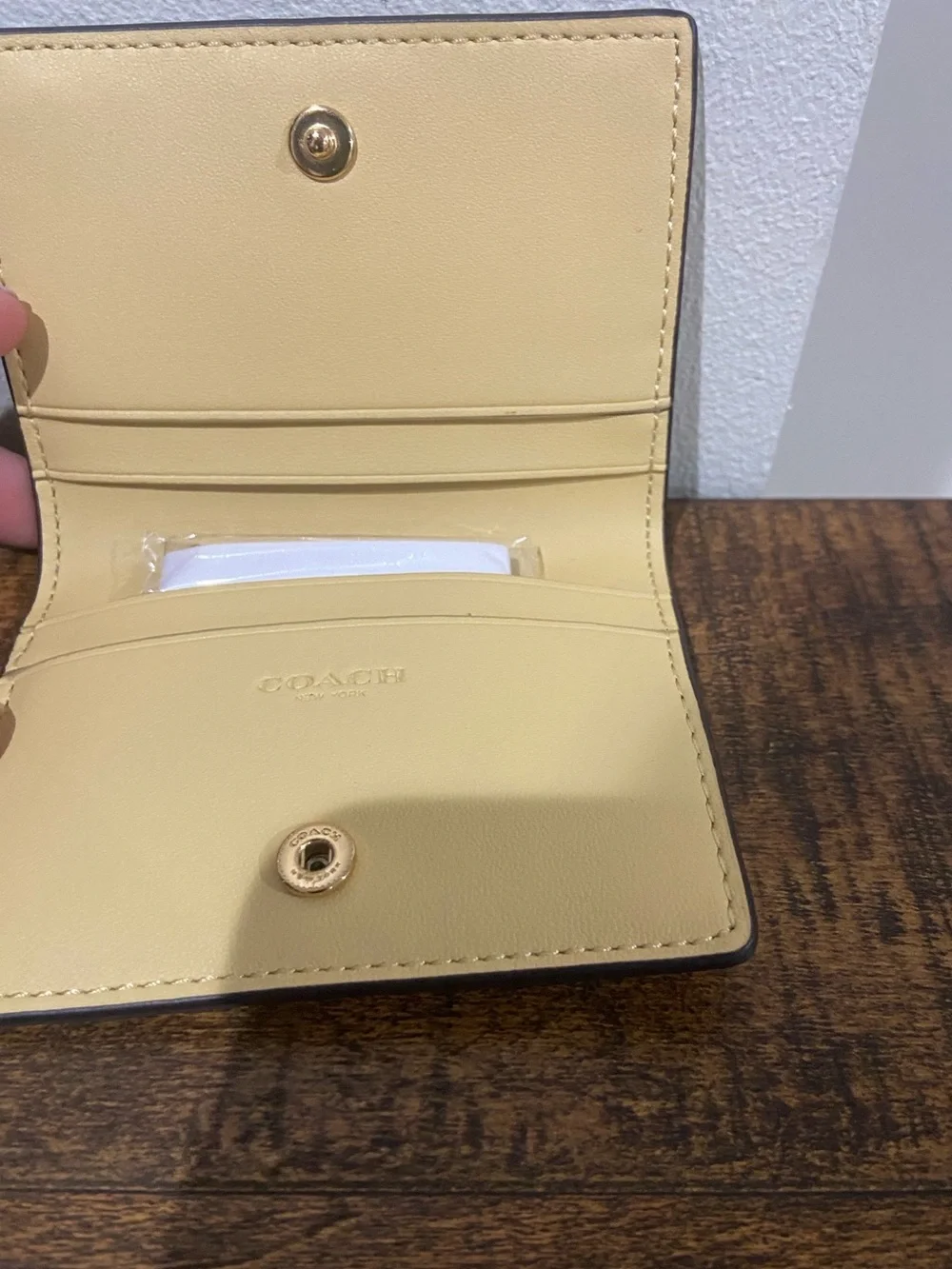 Coach Card Case With Charm In Signature Leather— Light Lemon